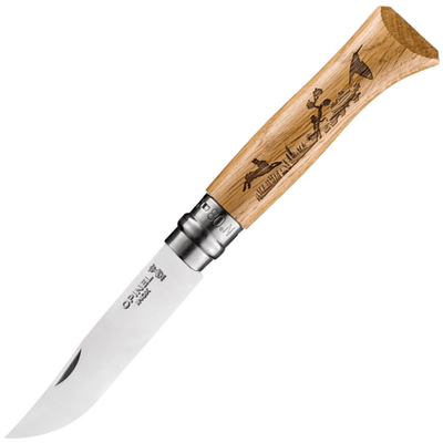 OPINEL 002333 VRI N°08 Inox Animalia 2019 Nyúl zsebkés 8,5 cm, tölgyfa, nyúl motívum