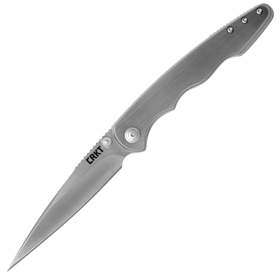 CRKT CR-7016 FLAT OUT™ SILVER zsebkés 9 cm-es rásegítéssel, teljesen acél