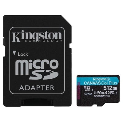 KINGSTON Canvas Go Plus SDCG3/512GB pamäťová karta UHS-I U3 (170R/90W) + adaptér