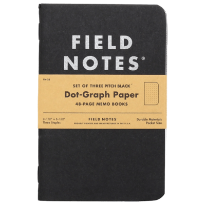Field Notes FN-33 Pitch Black Dot-Graph Memo Book poznámkový blok, čierna, 48 strán, 3-balenie
