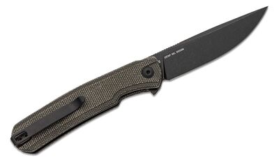 S21042-3 Sencut Scitus Dark Green Canvas Micarta Handle Black Stonewashed D2 Blade Lin