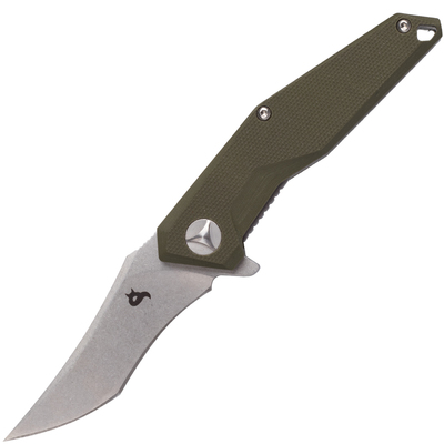 FOX kések BLACK FOX BF-729 SW "KRAVI" Fekete zsebkés 7 cm, Stonewash, zöld, G10