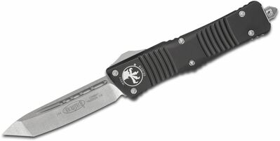 Microtech 144-10 Combat Troodon Standard automata kés 8,5 cm, Stonewash, fekete, alumínium