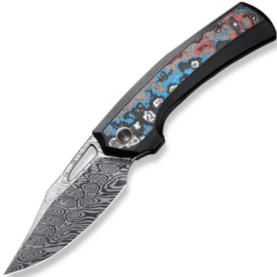 We Knife WE22040F-DS1 Nefaris zsebkés 8,9 cm, Damaszkusz, fekete, titán, Nebula, limitált kiadás