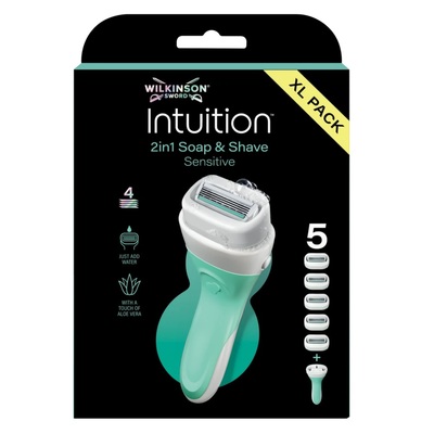 Wilkinson W950186100 Intiuition 2in1 Soap&Shave Sensitive borotva szappannal, 5 pengével