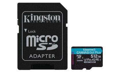 SDCG4/512GB Kingston Kingston Canvas Go Plus A2/Micro SDXC/512GB/UHS-I U3/Class 10/+ Adaptér