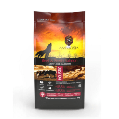 Ambrosia Beef&Fresh Salmon granule pre psy - hovädzie mäso a losos 2kg
