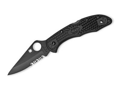 Spyderco C11PSBBK Delica 4 könnyű, teljesen fekete zsebkés 7,3 cm, teljesen fekete, FRN