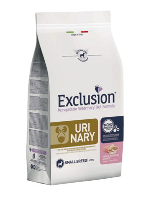 EXCLUSION URPS02 URINARY SMALL BREEDS veterinární krmivo 2kg, vepřové/cirok/rýže