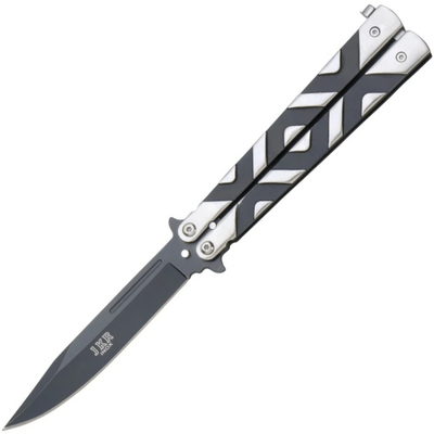 JOKER JKR0349 vreckový nôž - motýlik 10,5 cm, čierno-strieborná, hliník