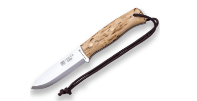 JOKER CL122 Ember Scandi vonkajší nôž 10,5 cm, drevo kučeravej brezy, kožené puzdro, šnúrka