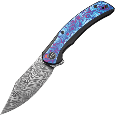 We Knife WE19022F-DS1 Snick zsebkés 8,8 cm, Damaszkusz, fekete, színes, titán, Timascus