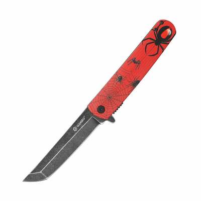 Ganzo Knife G626-RD zsebkés 9,6 cm, fekete, piros, ABS műanyag, pók motívum