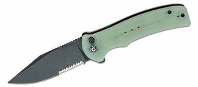 C20038E-3 CIVIVI Cogent Natural G10 Handle_x000D_ Black Stonewashed 14C28N With Half Serrated Blade_