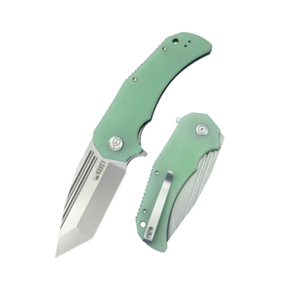 Kubey KU318D Bravo One Tanto vreckový outdoorový nôž 8,6 cm, nefritová Jade, G10