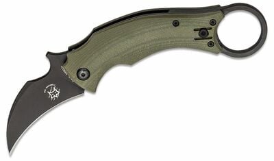 FX-591 OD FOX kések BLACK BIRD -BASTINELLI KARAMBIT BLACK BLADE G10 GREEN NYEL