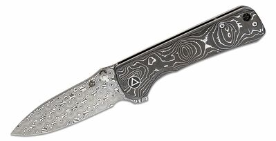 QSP Knife QS131-Q Hawk Laminated vreckový nôž 8,2 cm, damašek, uhlíkové vlákno, hliník