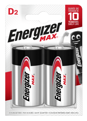 Energizer MAX velký monočlánek D / E95 alkalické baterie 2ks E301533400
