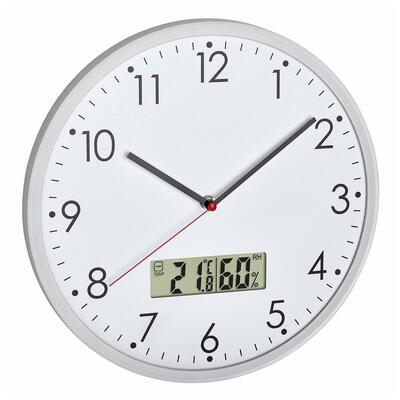 60.3048.02 TFA Analógové nástenné hodiny s digitálnym teplomerom a vlhkomerom, biele 