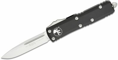 Microtech 231-10 UTX-85 Standard automata kés 7,6 cm, Stonewash, fekete, alumínium 