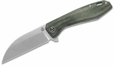 QSP Kés QS118-E1 Pelican Green Micarta Stonewash zsebkés 9,2 cm, zöld, Micarta