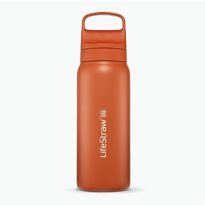 LGV41SORWW Lifestraw Go 2.0 Stainless Steel Water Filter Bottle 1L Kyoto Orange