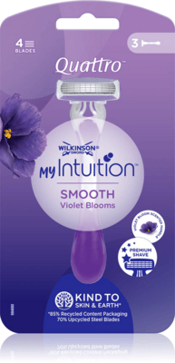 Wilkinson Quattro My Intuition Smooth Violet Bloom dámske jednorazové žiletky 3 ks