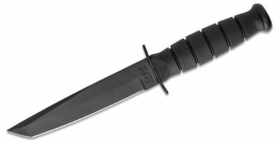 KA-BAR KB-5054 SHORT TANTO BLACK bojový nůž 13,3 cm, celočerný, Kraton, plastové pouzdro