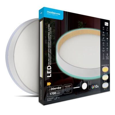ML-CLE1WH Modee Mennyezeti LED lámpa CLE1WH 26+6W 3CCT+RGB D320mm +rem (1700 lumen) ERP