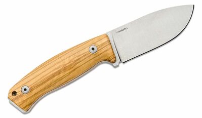 M2M UL LionSteel Fixed Blade M390 satin blade, Olive dřevo handle, kožený sheath