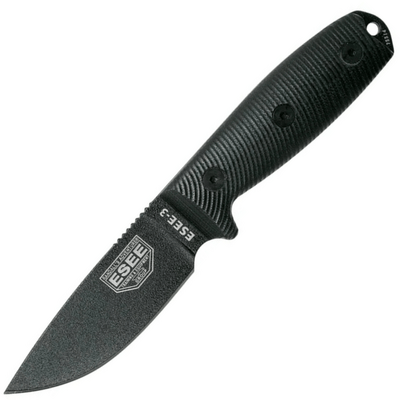 ESEE 3PMB-001 Model 3 taktický outdoorový nôž 8,8 cm, čierna, G10, puzdro Kydex