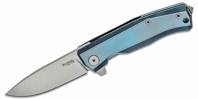 LionSteel MT01 BL Myto Titanium Blue vreckový nôž 8,3 cm, modrá, titán, rozbíjač skla