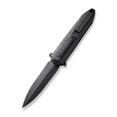 We Knife WE22032-4 Diatomic vreckový nôž 9,6 cm, Black Stonewash, celočierna, titán