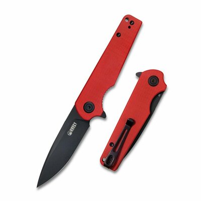 Kubey KU233E Wolverine vreckový nôž 7,4 cm, čierna, červená, G10, spona