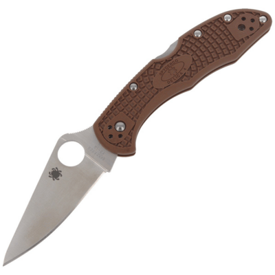 Spyderco C11FPBN Delica 4 Lightweight Flat Ground vreckový nôž 7,5 cm, Satin, hnedá, FRN