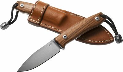 M1 ST LionSteel Fixed knife m390 blade Santos wood handle, leather sheath, Ti Pearl