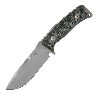 FOX kések FX-131 MBSW PRO-HUNTER vadászkés 11 cm, Stonewash, fekete, Micarta, bőrtok