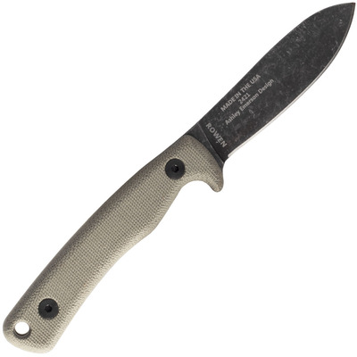 ESEE-AGK ESEE Ashley Emerson hunting knife, leather sheath, 1095 steel, canvas mircarta handle