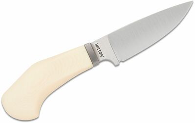 WL1 MW LionSteel Fixed nůž m390 blade WHITE Micarta rukojeť, Ti guard, kožený sheath