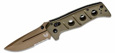 Benchmade 275SFE-2 Sibert Adams Serrated taktický kapesní nůž 9,6 cm, tmavě hnědá, zelená, G10
