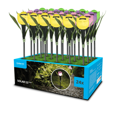 Modee záhradná solárna LED lampa GS004 31 cm AAA 100mAh, tulipán 24ks (ML-GS004)