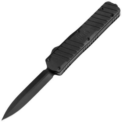 Heckler & Koch 06HK003 SP02 automatický OTF nůž/dýka 8,5 cm, celočerná, hliník