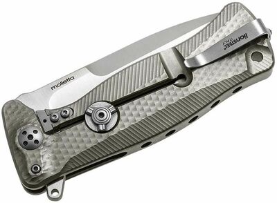 SR11 G LionSteel Solid Titanium knife, RotoBlock. Sleipner, GREY with  FLIPPER