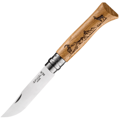 OPINEL 002336 VRI N°08 Inox Animalia 2019 kapesní nůž 8,5 cm, dubové dřevo, motiv kamzíka