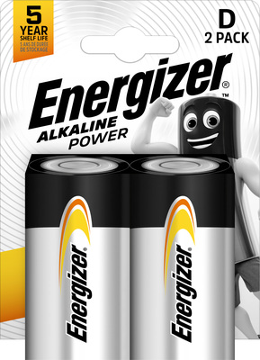Energizer Alkaline Power velký monočlánek D E95 / LR20 alkalické baterie 2ks 7638900297331