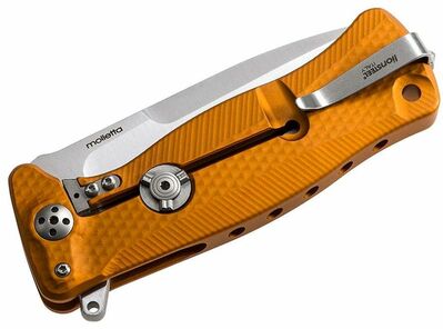 SR11A OS LionSteel SR FLIPPER ORANGE Aluminum knife, RotoBlock, satin finish blade Sleipner