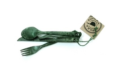 30250252 Kupilka CUTLERY Fork, knife, spoon, teaspoon Green - zelený kempingový príbor