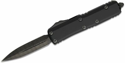 Microtech 232-16DLCTSH UTX-85 Shadow automata kés 7,6 cm, Damaszkusz, fekete, alumínium