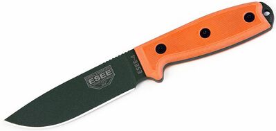 ESEE-4P-OD univerzálny nôž 11,4cm, čierna, oranžová, G10, pripínacie čierne plastové puzdro 