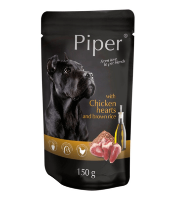 PIPER 12802171 PURE kapsička pre psy - kuracie srdcia/hnedá ryža 150g